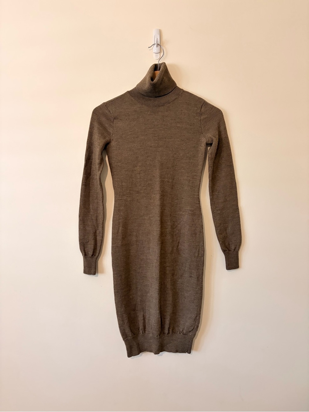 Olive Khaki Ralph Lauren Brown Long-Sleeve Turtleneck Sweater Dress XS